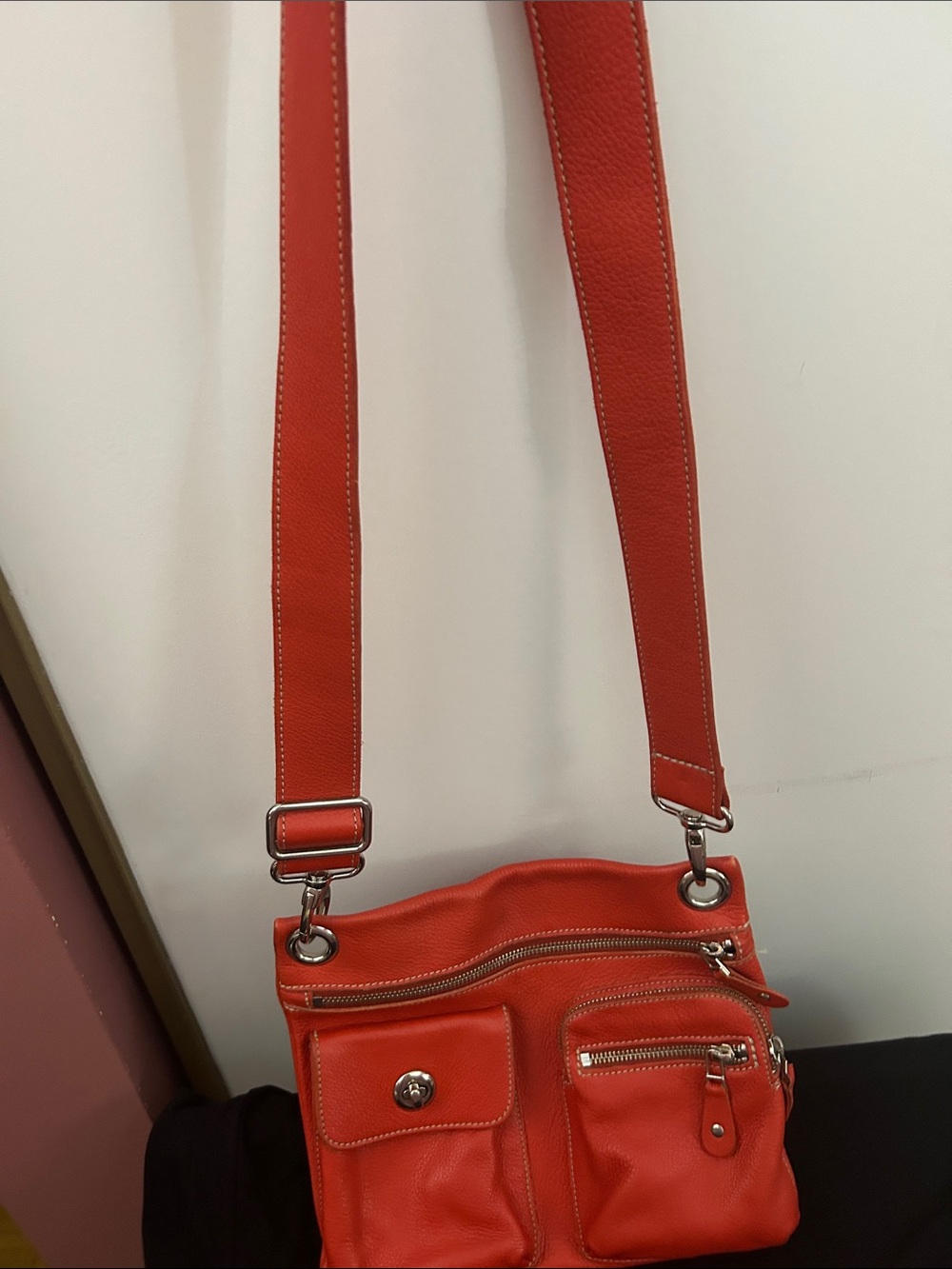 Roots Red Leather Crossbody Bag - Picture 12 of 12